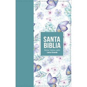 Biblia Rvr 1960 Letra Grande Tamaño Manual Símil Piel Turquesa Claro(bible Rvr 1960 Large Print Handsize Leatherlike Butterfly Light Turquoise - 1 of 1