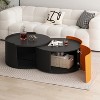 Elegant Round Nesting Coffee Table Set, Modern End Tables with Extendable Sliding Tabletop for Living Room, Office - ModernLuxe - 2 of 4