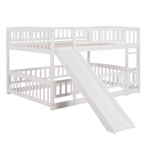 NicBex Bunk Bed with Slide,Low Loft Bed with Fence and Ladder for Toddler Kids Teens,White/Gray/Espresso - image 1 of 4