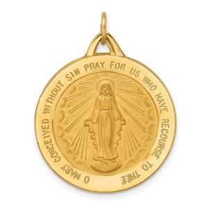 Black Bow Jewelry 14k Yellow Gold Large Round Miraculous Medal Pendant - 1 of 4