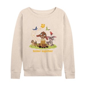 Women's - Disney - We Are Better Together Lightweight French Terry Wide Neck Long Sleeve Shirt - 1 of 4