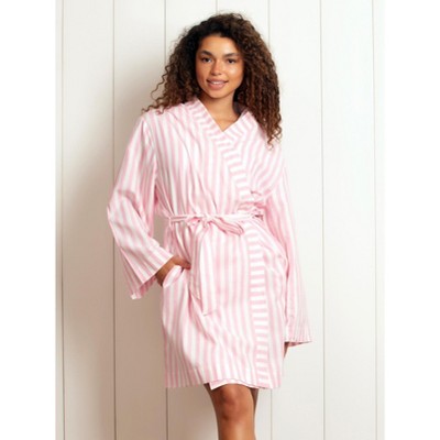 Felina - Mirielle Robe - Striped Cotton Poplin Robe, Lightweight & Comfortable
