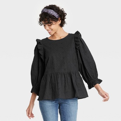 embroidered ruffle top