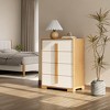LuxenHome Natural and White 40.9-Inch Tall 4-Drawer Chest Brown - 4 of 4