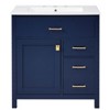 30 inch bathroom storage cabinet with ceramic sink, small bathroom vanity - 3 of 4