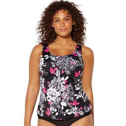 Swimsuits for All Women's Plus Size Classic Tankini Top, 22 - Garden Rose