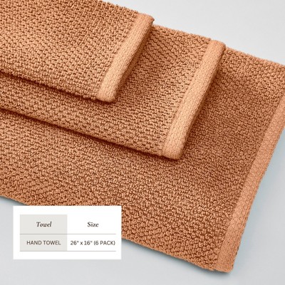 Clay Cotton Textured Hand Towels Set of 6