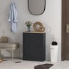 HOMCOM Slim Shoe Cabinet for Entryway, Modern Hidden Shoe Storage Cabinet with 2 Flip Drawers and Adjustable Shelves for 12 Pairs of Shoes, Black - 2 of 4