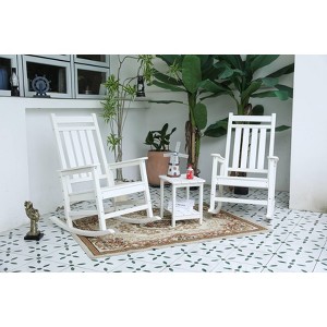 VYNXARIA All Weather Rocking Chair Set with Side Table, 3-Piece Rocking Chair Set with Wood-Texture, White(includes 2 Rocking Chairs and 1 Table) - 1 of 4