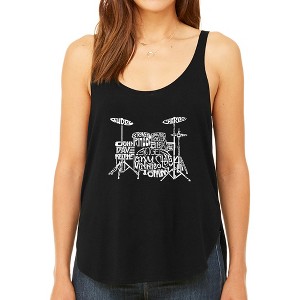 LA Pop Art Women's Premium Word Art Flowy Tank Top - Drums - 1 of 4