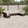 vidaXL 10 Piece Patio Sofa Set with Cushions Brown Poly Rattan - Brown and Cream Without Table - 2 of 4