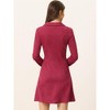 INSPIRE CHIC Women's Regular Fit Faux Suede Lapel Neck Long Sleeve Elegant A-Line Mini Dress - 4 of 4