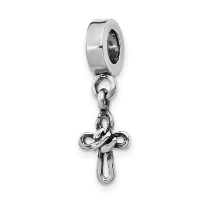 Black Bow Jewelry Sterling Silver Dangling Cross Dangle Bead Charm