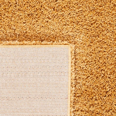 Gold 4' Square Shag Synthetic Non-Slip Area Rug