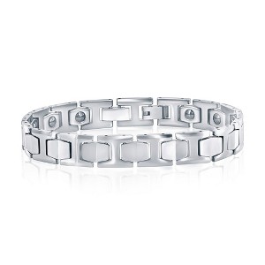Metallo Polished Magnetic Link Tungsten Bracelet - Silver - 9.25 Inch - 1 of 4