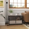 VisioGear 39.5" Dog Crate, Furniture End Table, Wooden Dog Kennel Indoor Pet House with 3 Doors for Small to Large Dogs, Brown, 39.4"*23.6"*26.8" - 2 of 4