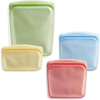 Premium Silicone Reusable Food Storage Bags, 4-Pack Clear Multi-Use Lunch Bags