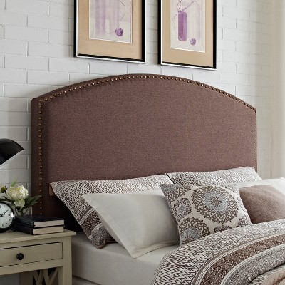 Cassie Bourbon Linen Upholstered King Headboard with Nailhead Trim