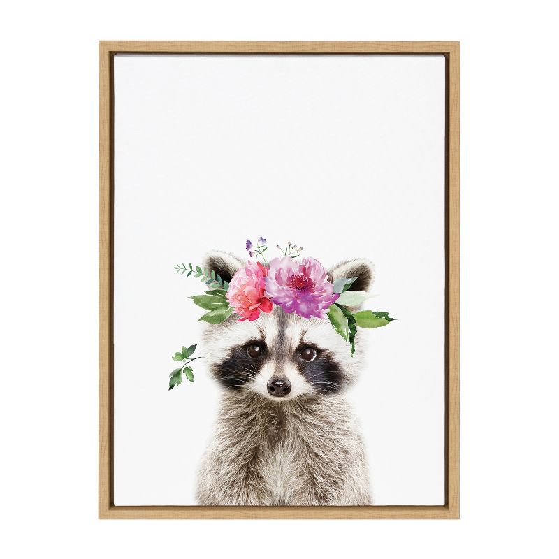 Kate & Laurel All Things Decor 18"x24" Sylvie Flower Crown Raccoon Framed Wall Art by Amy Peterson Art Studio, 2 of 7