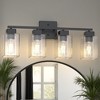 DORESshop 4-Light Matte Black Vanity Light with Square Glass Shades, E26 Sockets, Non-Integrated Bulbs, Modern Bathroom Fixture - 3 of 4