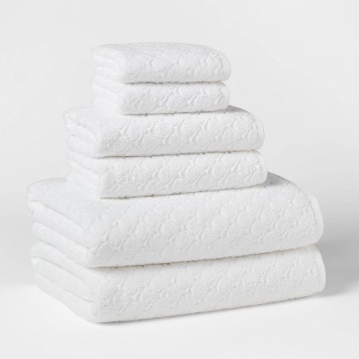 6pk Textured Bath Towel Set White - Threshold™