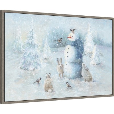 Let it Snow Blue and White Canvas Wall Art Print