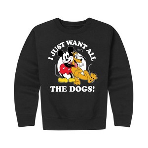 Boys' - Disney - Mickey Pluto Just Want All Dogs Graphic Long Sleeve Fleece Sweatshirt - 1 of 4