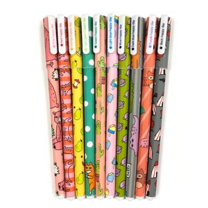 Wrapables Cute Novelty Gel Ink Pens, 0.5mm Fine Point (Set of 10) for School, Office, Stationery, Cartoon Animal Multicolor Ink - 1 of 4