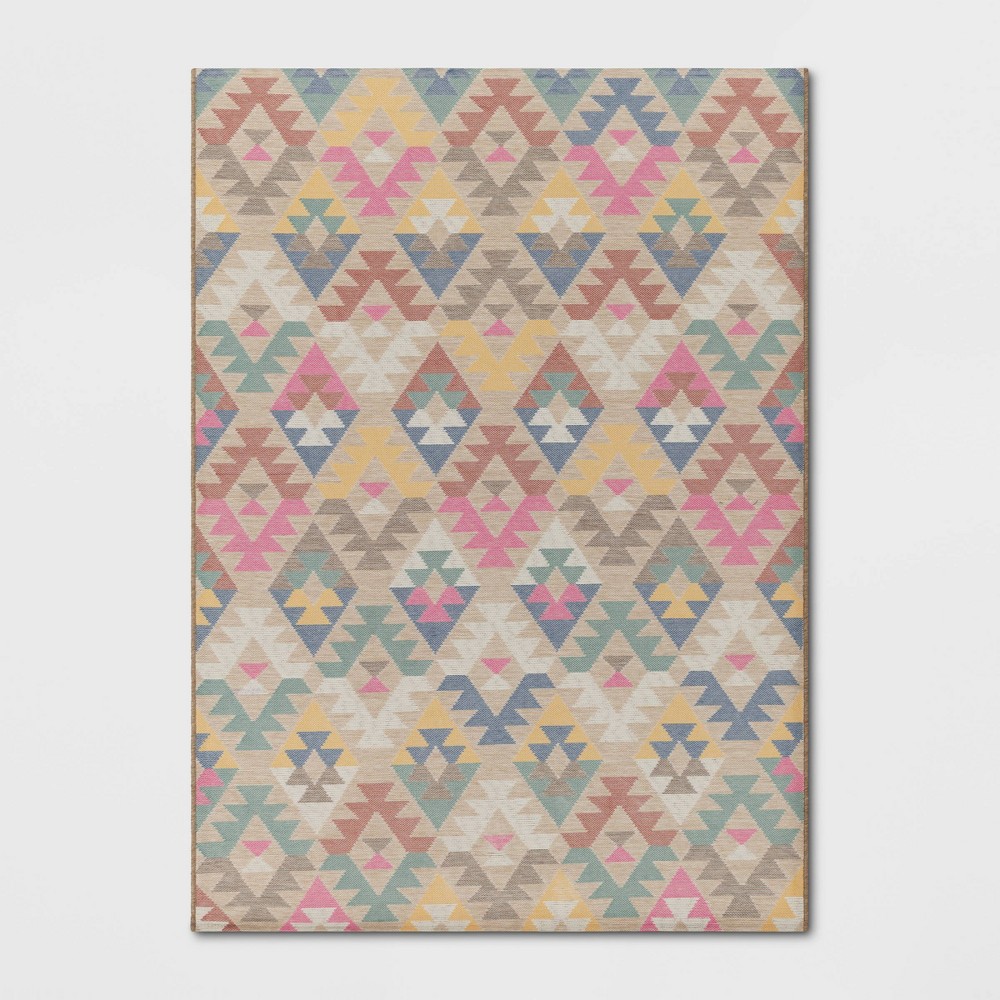 Photos - Doormat 5'x7' Tapestry Rectangular Woven Outdoor Area Rug Multicolor Pastels - Thr