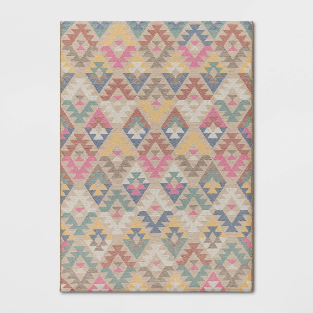 5'x7' Tapestry Rectangular Woven Outdoor Area Rug Multicolor Pastels - Threshold™