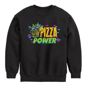 Boys' - Teenage Mutant Ninja Turtles Mutant Mayhem - Leo Pizza Power Graphic Long Sleeve Fleece Sweatshirt - 1 of 4