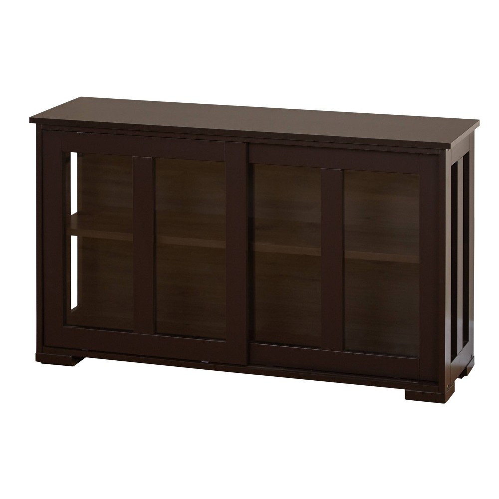 Photos - Wardrobe Pacific Stackable Cabinet with Sliding Glass Doors Espresso - Buylateral