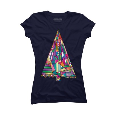 Junior's Design By Humans Christmas tree abstract By xgdesign T-Shirt