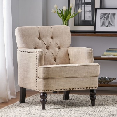 Upholstered Accent Chairs Living Room Chairs Wide Armchair Sale,Club Chair With Tufted Back And Nailhead Trim-Cuddlewood