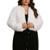 Agnes Orinda Women's Plus Size Faux Fur Long Sleeve Open Front Winter Warm Shaggy Parka Overcoats - 2 of 4