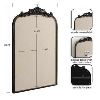 Arendahl Black Ornate Framed Arch Pinboard with Linen Surface