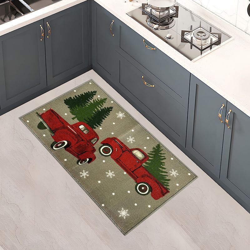 RT Designers Collection Holiday Truck Grey Premium Indoor Kitchen Rug 18" x 30" Grey/Red, 2 of 5