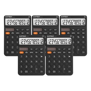 CATIGA 12 Digit Desktop Calculator with Large LCD Display, 4 Funtions, Round Design Big Button, for Office, Home, School, SD-1292-5PK - 1 of 4