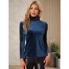 Allegra K Women's Solid Turtleneck Velvet Long Sleeve Work Basic Velour Blouse - 2 of 4