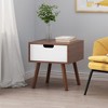 FONTOI End Table Two Tone End Table Mid Century Modern Wood Accent Table with Drawer for Living Room or Bedroom, Walnut, 15.5"*15.5"*16.75" - 2 of 4