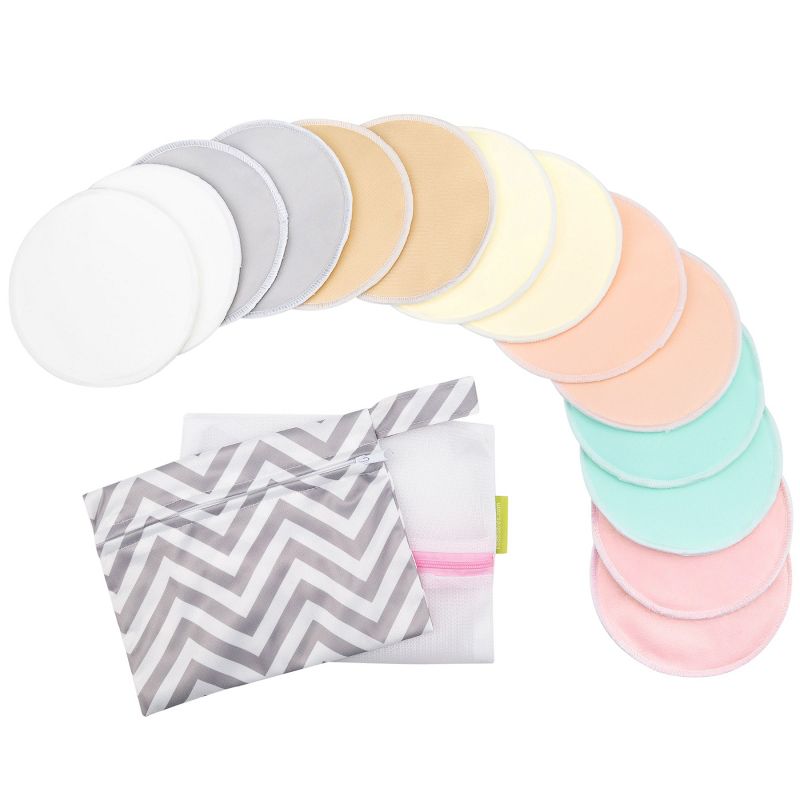 KeaBabies 14pk Soothe Reusable Nursing Pads for Breastfeeding, 4-Layers Organic Breast Pads, Washable Nipple Pads, 1 of 11