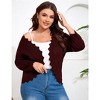 Clearlove Women's Plus Size 3/4 Sleeve Open Front Cropped Cardigan Lightweight Hollow Out Knit Shrug - 2 of 4