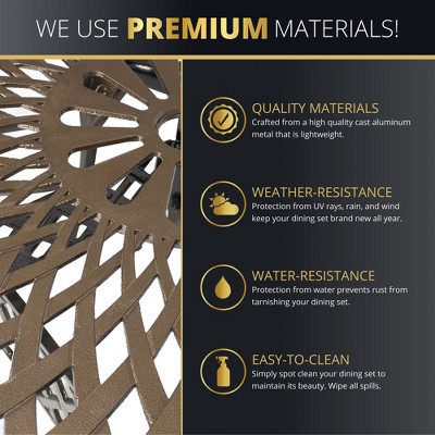 Bronze Cast Aluminum 5-Piece Outdoor Patio Dining Set