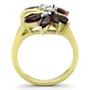 Slickblue Women's Two-Tone Gold Stainless Steel Ring with Flower Design and Synthetic Glass Stones, Size 5-10 - 3 of 4