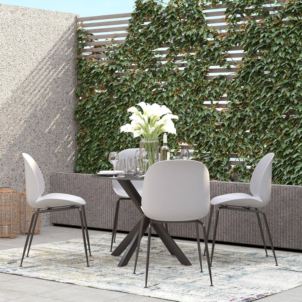 Aria 4pk Indoor/outdoor Resin Dining Chair Light Gray Cosmoliving By Cosmopolitan