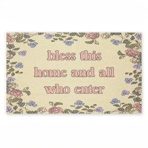 Stupell Industries Bless This Home Florals Printed Outdoor Door Mat, design by Lil' Rue, 18"x30" - 1 of 4