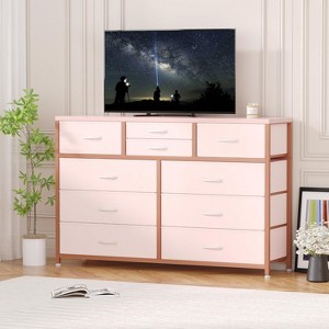 Jojoka 10 Drawer Dresser TV Stand with Non-Woven Organizer, Small TV/Media Stand with Metal Frame - 1 of 4