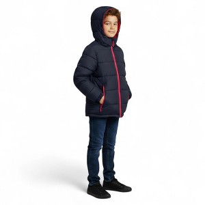 SUPER TRIPLE GOOSE Boys Puffer Jacket with Hood – Warm Winter Coat with Pop Color Zippers - 1 of 3
