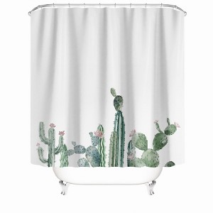 Flowering Cactus Shower Curtains for Bathroom Waterproof Fabric Bath Curtain Durable Soft Stylish Bathroom Decor 72x72 Inch - 1 of 1