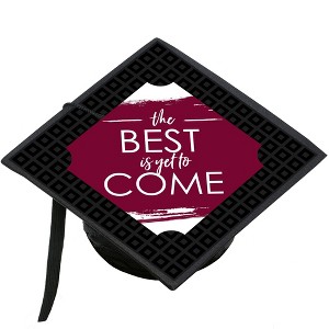 Big Dot of Happiness Maroon Grad - Best is Yet to Come - Burgundy Graduation Cap Decorations Kit - Grad Cap Cover - 1 of 4